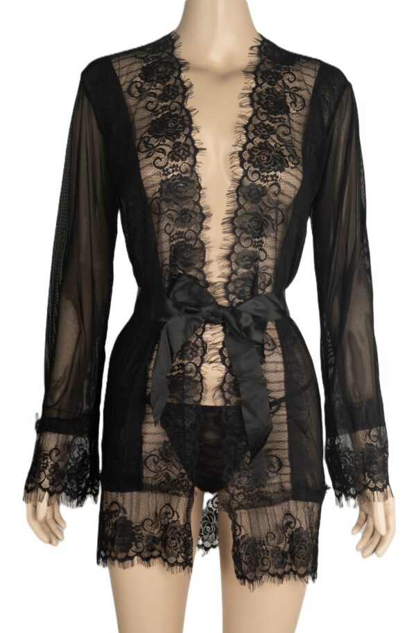 741 - Eyelash Lace Trim Brunchcoat