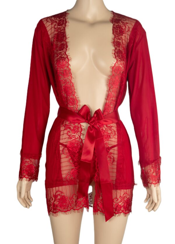 741 - Eyelash Lace Trim Brunchcoat - Image 4
