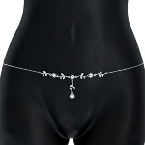 1010 - Diamonte Suspender Waist Chain - Silver