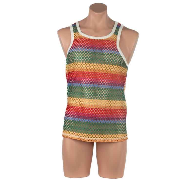 2313 – Men’s Rainbow Mesh Singlet – Poison Rose Lingerie