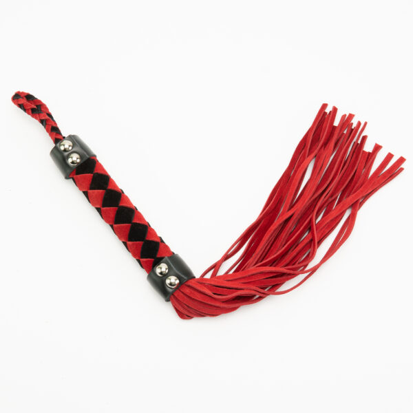 W203 - Checkered Handle Leather Whip - 38cm - Image 5