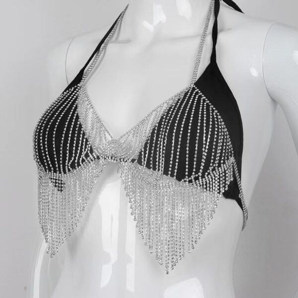 J108 - Diamonte Mesh Fringe Top