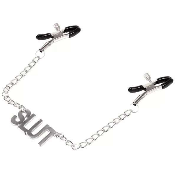 N147 - Nipple Clamps Chained - Slut