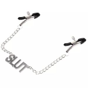 N147 - Nipple Clamps Chained - Slut