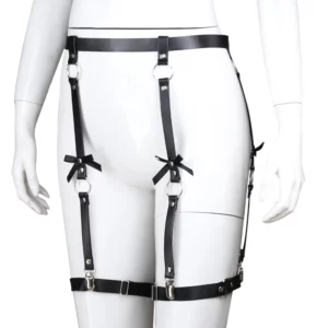 1018BX - Leather Leg Harness with Bows