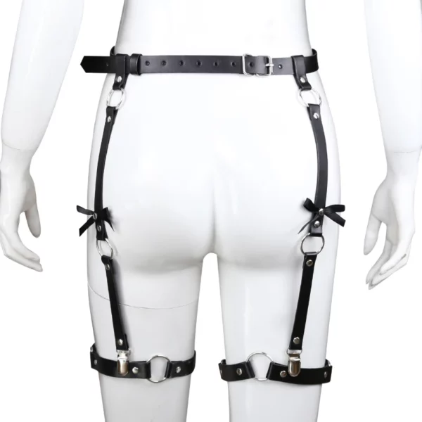 1018BX - Leather Leg Harness with Bows - Image 2