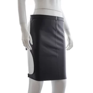 117 - Leather Look Backless Adjustable Buckle Skirt