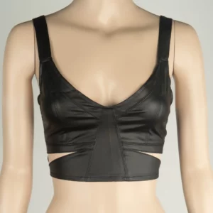 121T - Stitched Matte Leather Top