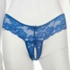 180 - Lace Crutchless G-String - 8, Blue
