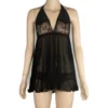 2000D - ALISON Lace Babydoll - One Size (8-10), Black