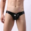 257 - Men's PVC Button Brief - M, Black