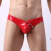 257 - Men's PVC Button Brief - M, Red