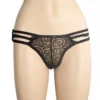 349 - Floral Cotton G-String - Black