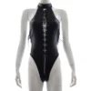 4242 - Wetlook Teddy with Lace up Front