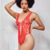 4247 - Strap Side Bodysuit - M, Red