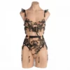 597 - MARGO 3 Piece Frill Set - S, Black