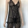 732 - Lace Bow Babydoll - One Size (8-10), Black