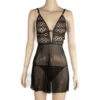 743 - V Lace Babydoll - Black