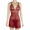 743 - V Lace Babydoll - Hot Pink