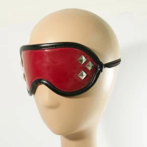 B106 - PVC Studded Blindfold Red
