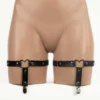 1004 - Faux Leather Heart Garter Pair - Black