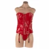 906 Wetlook Corset - One Size, Red