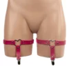 1004 - Faux Leather Heart Garter Pair - Hot Pink