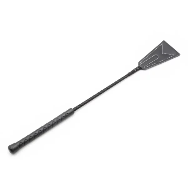 W103 - Black Stitched Leather Riding Crop - 47cm - Image 5