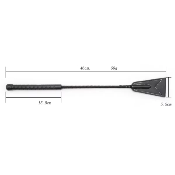 W103 - Black Stitched Leather Riding Crop - 47cm - Image 4