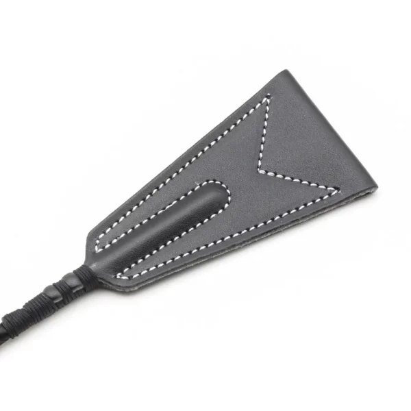 W103 - Black Stitched Leather Riding Crop - 47cm - Image 3