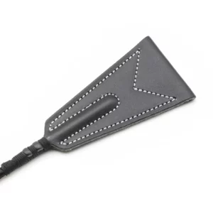 W103 - Black Stitched Leather Riding Crop - 47cm