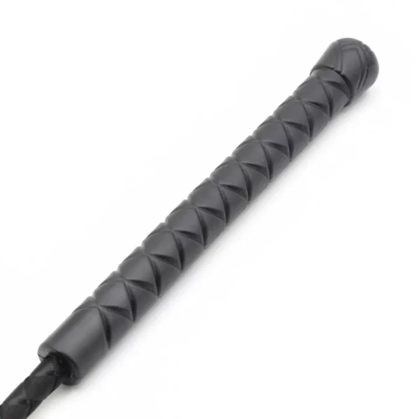 W103 - Black Stitched Leather Riding Crop - 47cm - Image 2