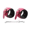 L114 - PVC Pink & Black Fur Cuffs - Ankle, Black/Hot Pink