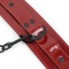 L118 - Glossy Red PVC Cuffs, Collar and Crop - Collar, Red