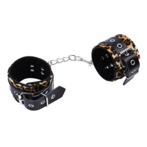 L122 - Leopard Print Leather Cuffs and Collar