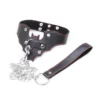 L206 - Bat PVC Leather Collar with Chain Lead