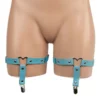 1004 - Faux Leather Heart Garter Pair - Blue