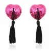 N200 - Heart Shaped Nipple Covers with Tassels - Black/Black