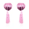 N200 - Heart Shaped Nipple Covers with Tassels - Pink/Pink