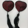 N201 - Heart Diamonte Tassle Nipple Covers - Red
