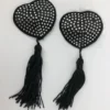 N201 - Heart Diamonte Tassle Nipple Covers - Hot Pink