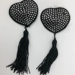 N201 - Heart Diamonte Tassle Nipple Covers