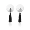 N202 - Circle Tassle Nipple Covers - Silver/Black