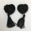N204 - Heart Rose Tassle Nipple Covers - Black