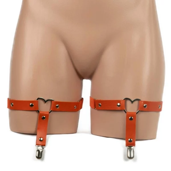1004 - Faux Leather Heart Garter Pair - Image 8
