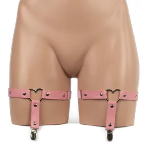 1004 - Faux Leather Heart Garter Pair