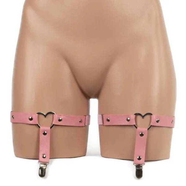 1004 - Faux Leather Heart Garter Pair