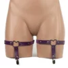 1004 - Faux Leather Heart Garter Pair - Purple