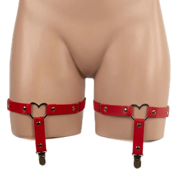 1004 - Faux Leather Heart Garter Pair - Image 5