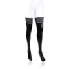 S101BX - Wetlook Stockings with Lace - One Size (8-12)